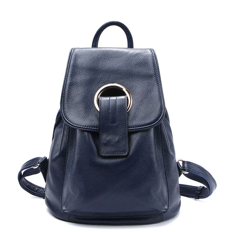 

Paste Brand Designer Women's Leather Backpack Genuine Leather Cowskin Bags for Ladies 4P0680 Blue/Black