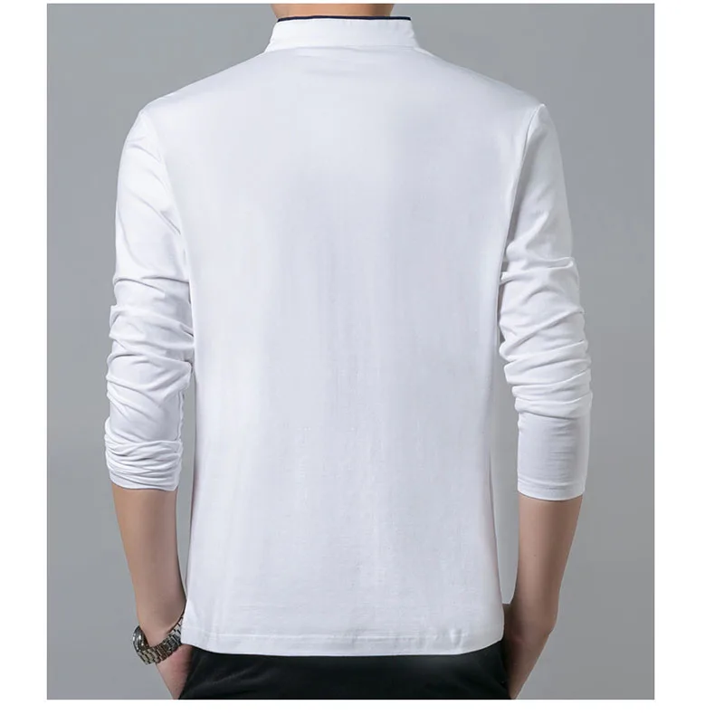 Men's Long Sleeve Polo Shirt, Solid Casual Cotton Tops, Plus Size S-3XL image 6