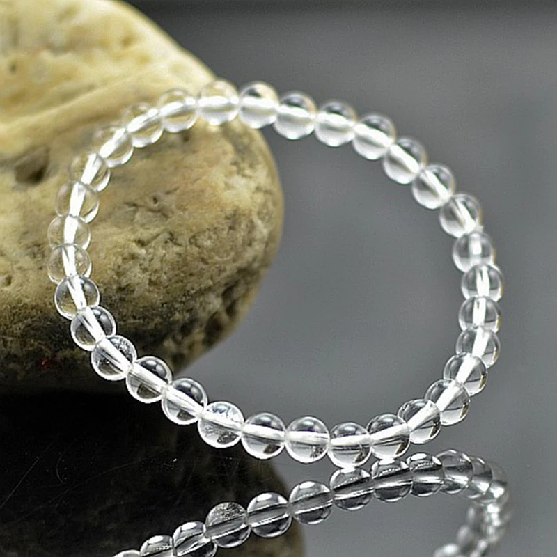 MOROW Hot Natural Ice White Crystal Round Beads Stone Bracelet Womens Fashion Charm Elastic Bracelets Jewelry for Pulseira Gift (4)