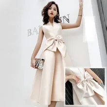 Elagant цвет шампанского праздничные платья для встречи выпускников сексуальное стоячий воротник выпускное платье для женщин сладкий лук Avondjurken Gala Jurken