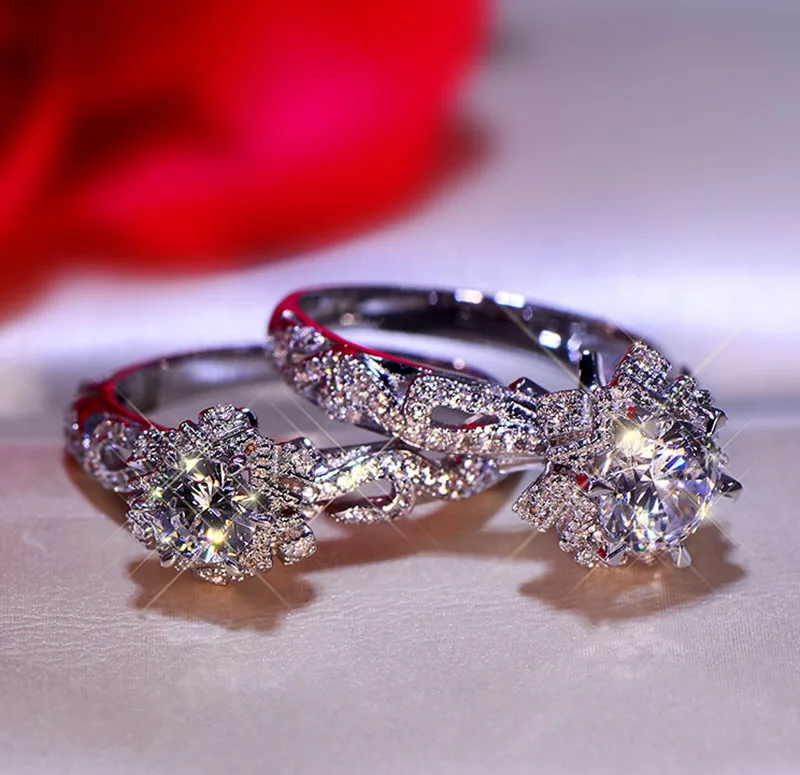 Кольцо с бриллиантом Moissanite 1 карат 18K 750 белое золото|Кольца| |