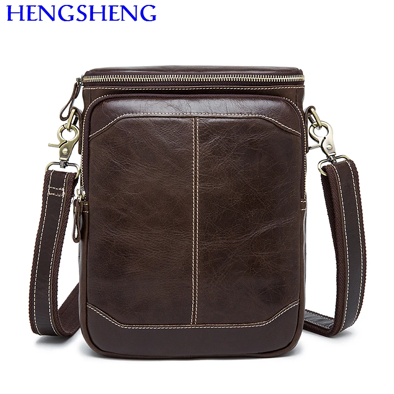 

Hengsheng Hot sale genuine leather messenger bag for fashion men shoulder bags of cow leather male messengers bag