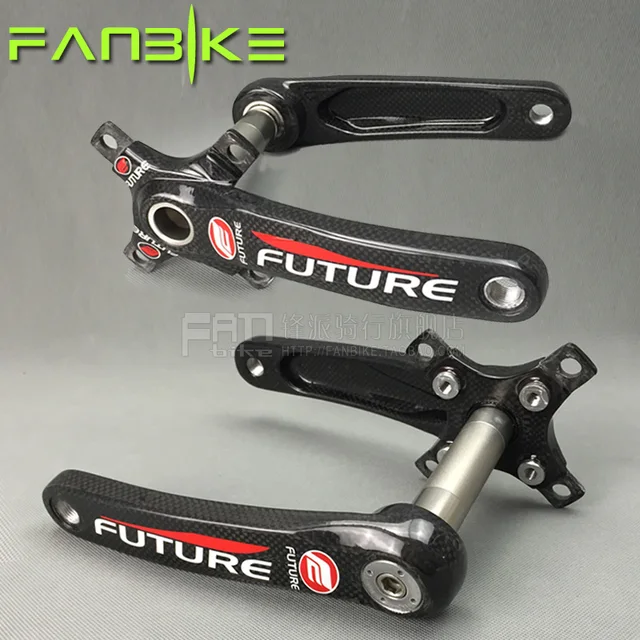 Cheap FUTURE full carbon fiber crank 3K ultra-light BCD 104/64mm length 170mm 4 catchs for MTB 5 catchs for road bicycles red color