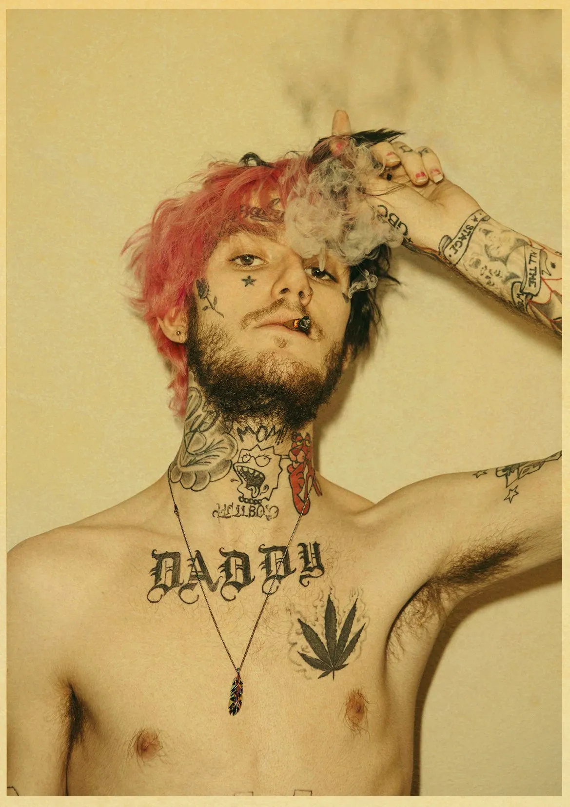 Хип-хоп рэпер Lil Peep плакат наклейки на стену Винтаж постер печатает Высокое качество для гостиной домашний декор