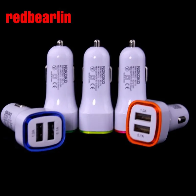 Автомобильное зарядное устройство Redbearlin 200 шт./лот с двумя usb портами А + 1 и