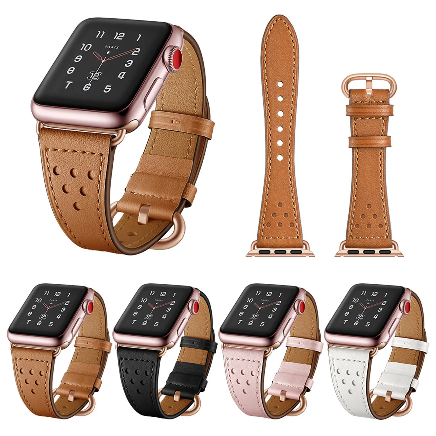 Тонкий ремешок для часов из натуральной кожи Apple Watch 44 мм 40 iWatch 1/2/3 42 38 мм|Ремешки