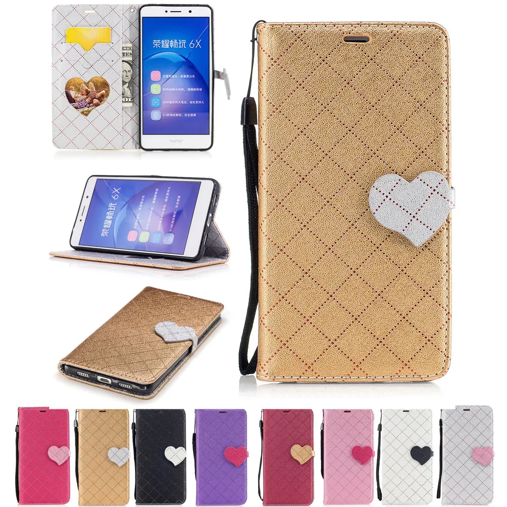 

DAXING Hit Love Heart Case For Huawei Honor 6X PU Leather Wallet Flip Case For Honor 6X Phone COVER Case Card Slot Cash Holder