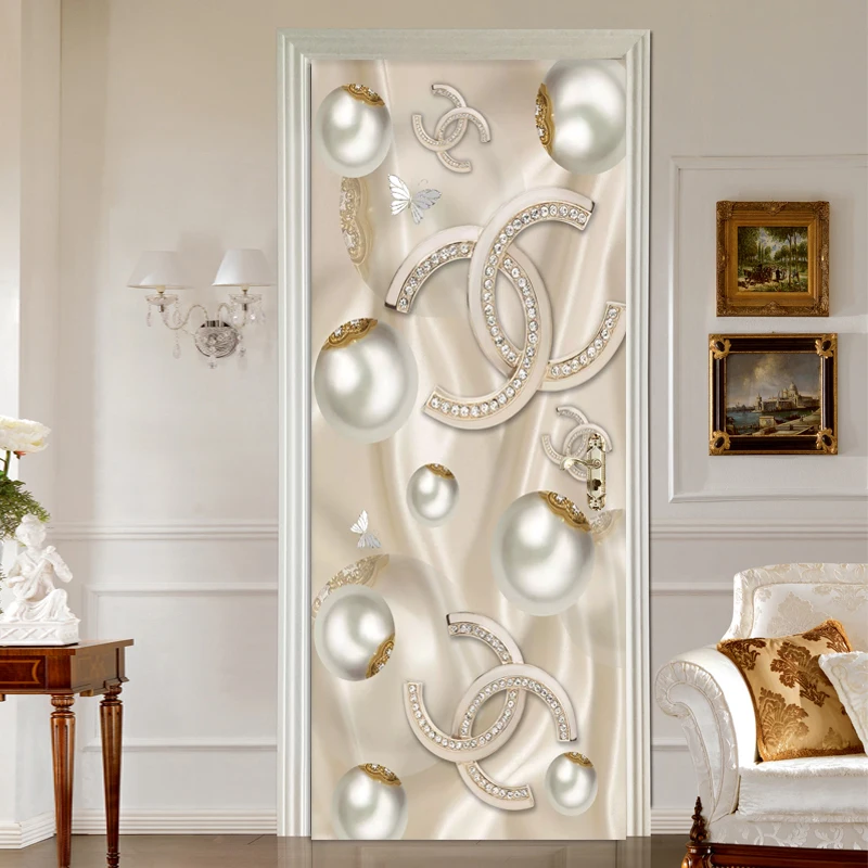 Европейский стиль 3D стерео украшения бриллианты фрески обои гостиная отель роскошные двери Стикеры ПВХ самоклеющиеся обои 3D