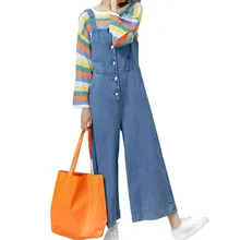 Кнопка Fly бархатное платье с глубоким вырезом джинсы для женщин элегантный дизайн свободные джинсовые комбинезоны брюки девочек летние для Мода полной длины мыть