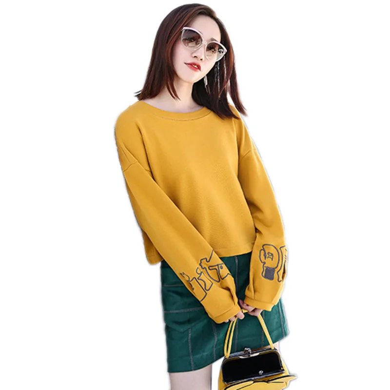 2018 Autumn Fashion New pure color Loose Women Pullovers Round neck lantern Sleeve Comfortable Female Hoodies& Sweatshirts ll718 2018 Autumn Fashion New pure color Loose Women Pullovers Round neck lantern Sleeve Comfortable Female Hoodies& Sweatshirts ll718