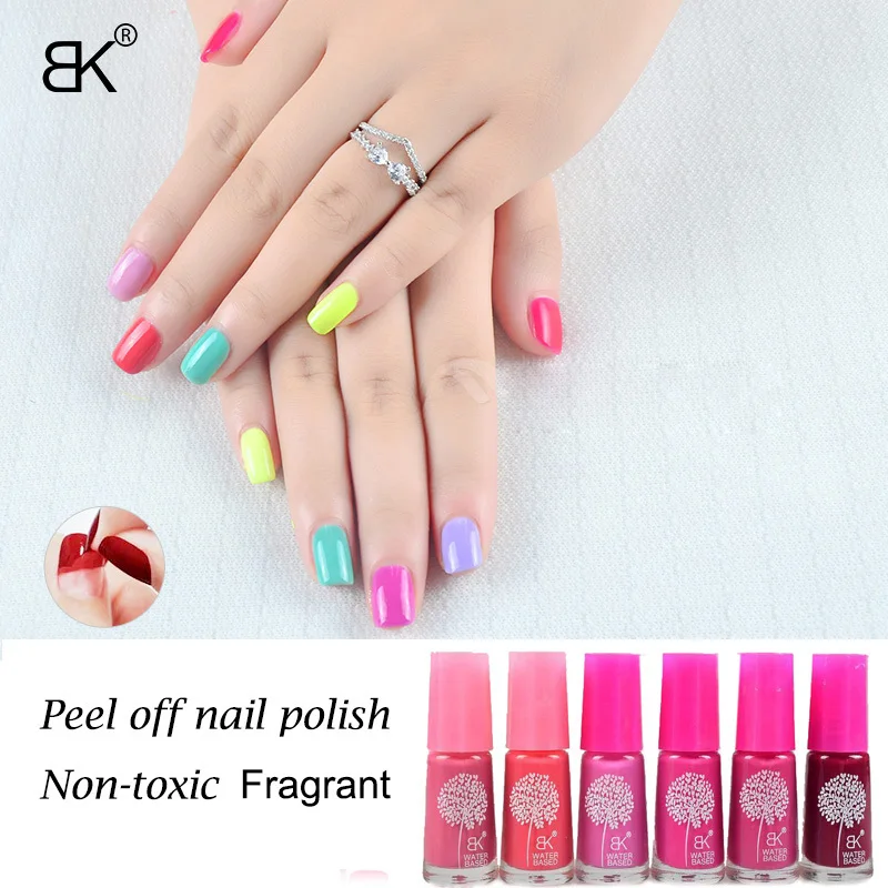 

1pc 7ml Bk Fragrant Non-toxic nail lacquer wholesale nail enamel water based nail varnish cheap peel off nail polish