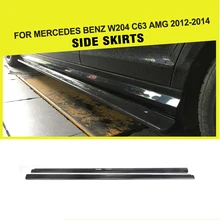 Углеродного волокна/FRP боковых юбок фартук полоса для установки губы на тело Наборы для Mercedes-Benz C-Class W204 C63 AMG 4 двери 2012 2013