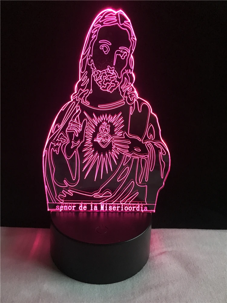 3D LED Table USB Night Light Jesus Christ Jehovah 7 Color Change Desk Lamp Bulbing Gift Optical Illusion Christmas Luces Lampara 3D LED Table USB Night Light Jesus Christ Jehovah 7 Color Change Desk Lamp Bulbing Gift Optical Illusion Christmas Luces Lampara