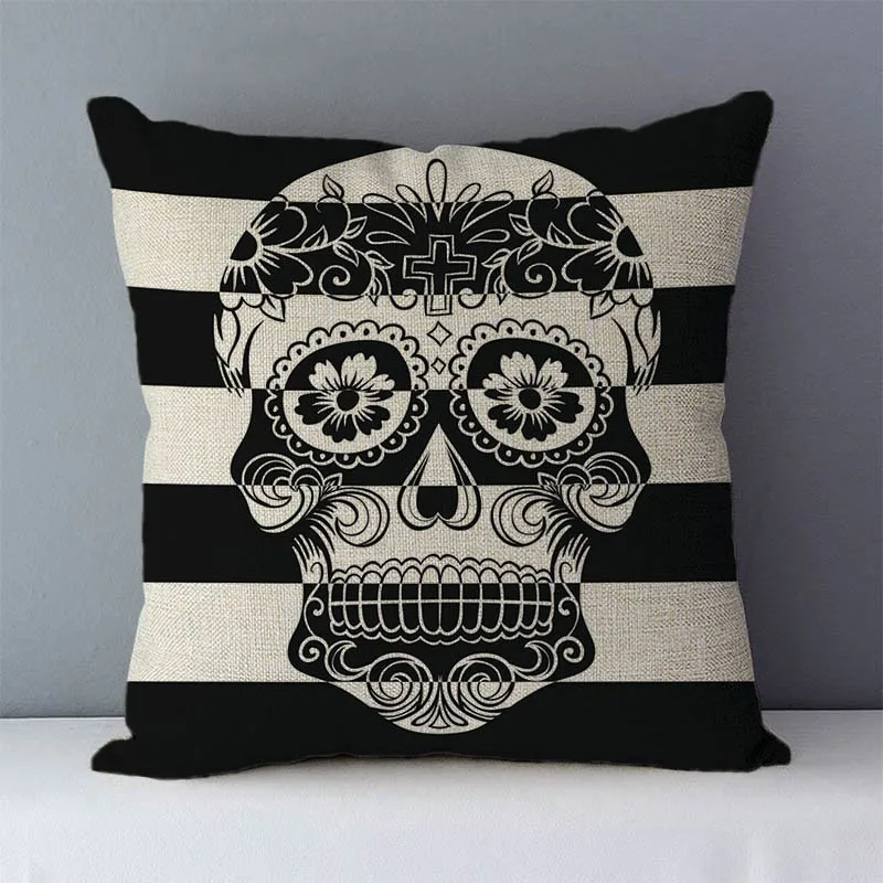 Post-modern style couch cushion Skull printed home decorative pillows square size 45x45cm seat cushions pillowcase without core 