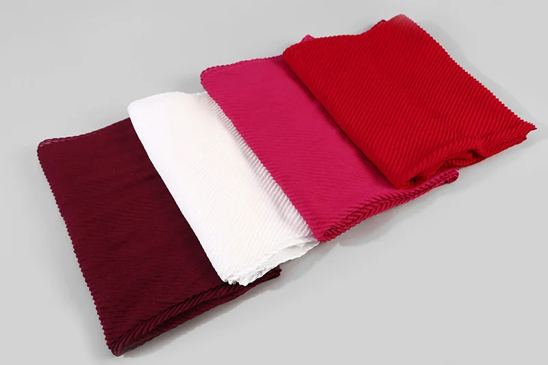 Women Pleated Cotton Hijabs Scarf Plain Wrinkle Crinkle Crimp Shawl Wraps Stole Muffler Muslim Hijab Headscarf 22Color 180x80cm