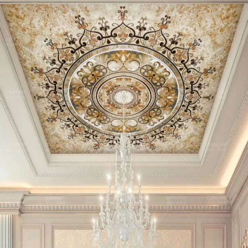 Us 12 59 47 Off Custom 3d Wallpaper For Walls Ceiling Wall Home Improvement Silk Wallpapesr Golden European Pattern Palace Style Background Wall In