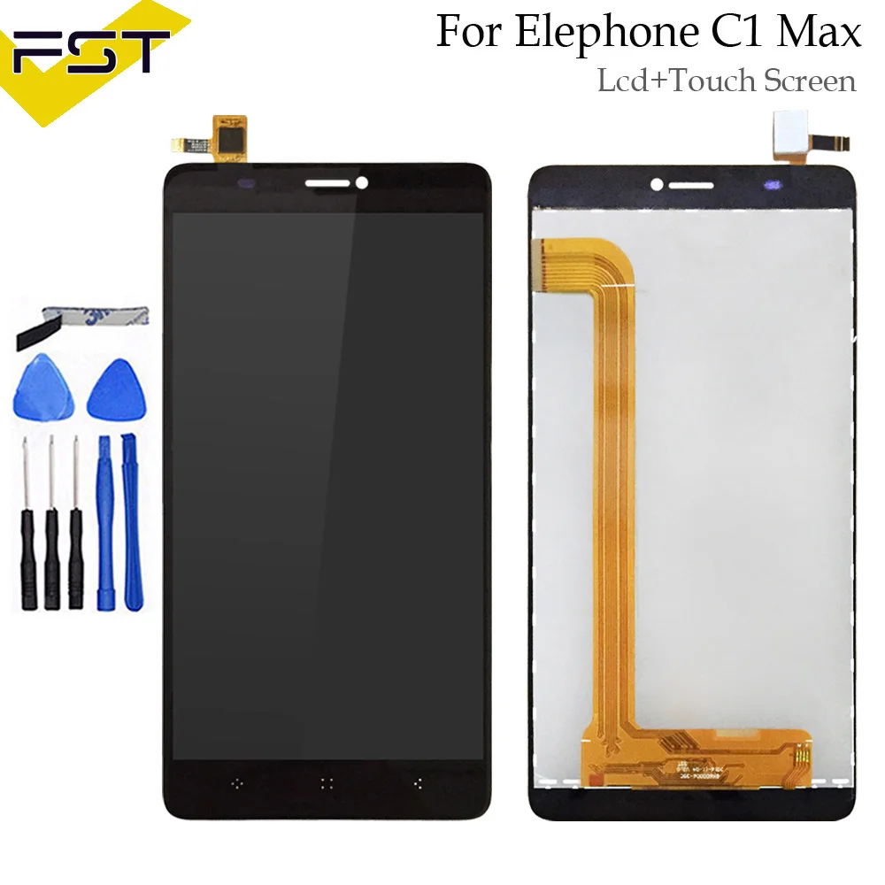 

Black For Elephone C1 Max LCD Display and Touch Screen Assembly Screen Digitizer Replacement For C1 Max Mobile Accessories+Tools