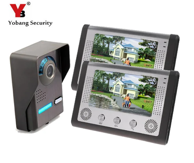 Yobang Security Apartment Door Phone System Kit Wired 7" Display Monitor Video Intercom Doorbell Entry System For Home Security