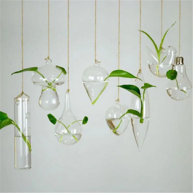 

Flower Hanging Vase Glass Planter Plant Terrarium Container Home Wedding Deco