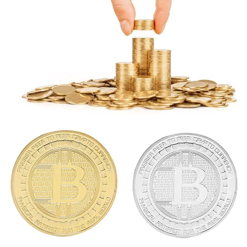 Golden Silver Plated Bitcoin Coin Super BrainCollectible Gift Casasc Commemorative Coin Game Promotional Commemorative Coin Golden Silver Plated Bitcoin Coin Super BrainCollectible Gift Casasc Commemorative Coin Game Promotional Commemorative Coin