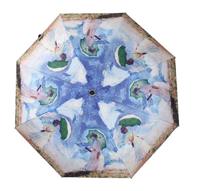 Abstract Watercolor Colorful Modern Art Travel Umbrella Lightweight Compact Parasol Canopy Ergonomic With UV Protection For Sun Rain Auto Open And Close