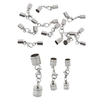 

13 Pieces Stainless Steel Necklace Bracelet Caps Lobster Claw Kumihimo Tube End Jewelry Findings