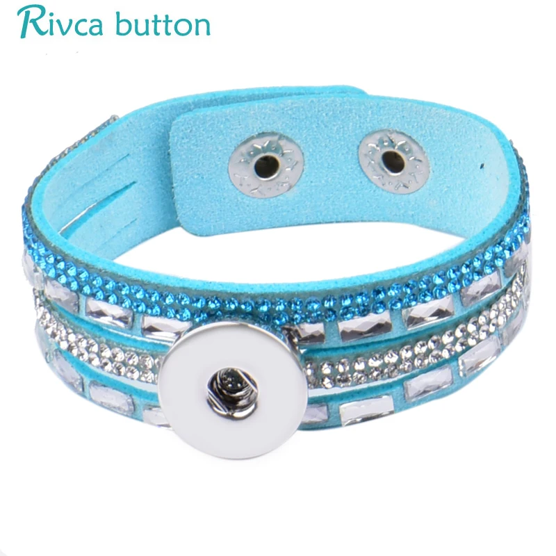 Rivca Snap Button Jewelry Newest DIY 18mm Mixcolor STRASS LEATHER SNAP BUTTON Bracelets P01738 FIT 18MM | Украшения и аксессуары