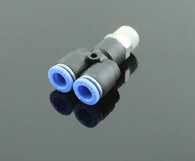 

1pcs Composite Y Connector Push In Fitting Tube OD 1/2 X NPT 1/8 1/4 3/8 1/2 Side Thread Quick