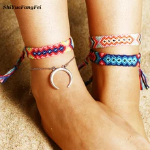 Богемное платье из хлопка, Набор браслетов для ног для Для женщин Луна Подвески Браслет на ногу Ремешок на щиколотке для девочек летние ножные браслеты бижутерия для ног