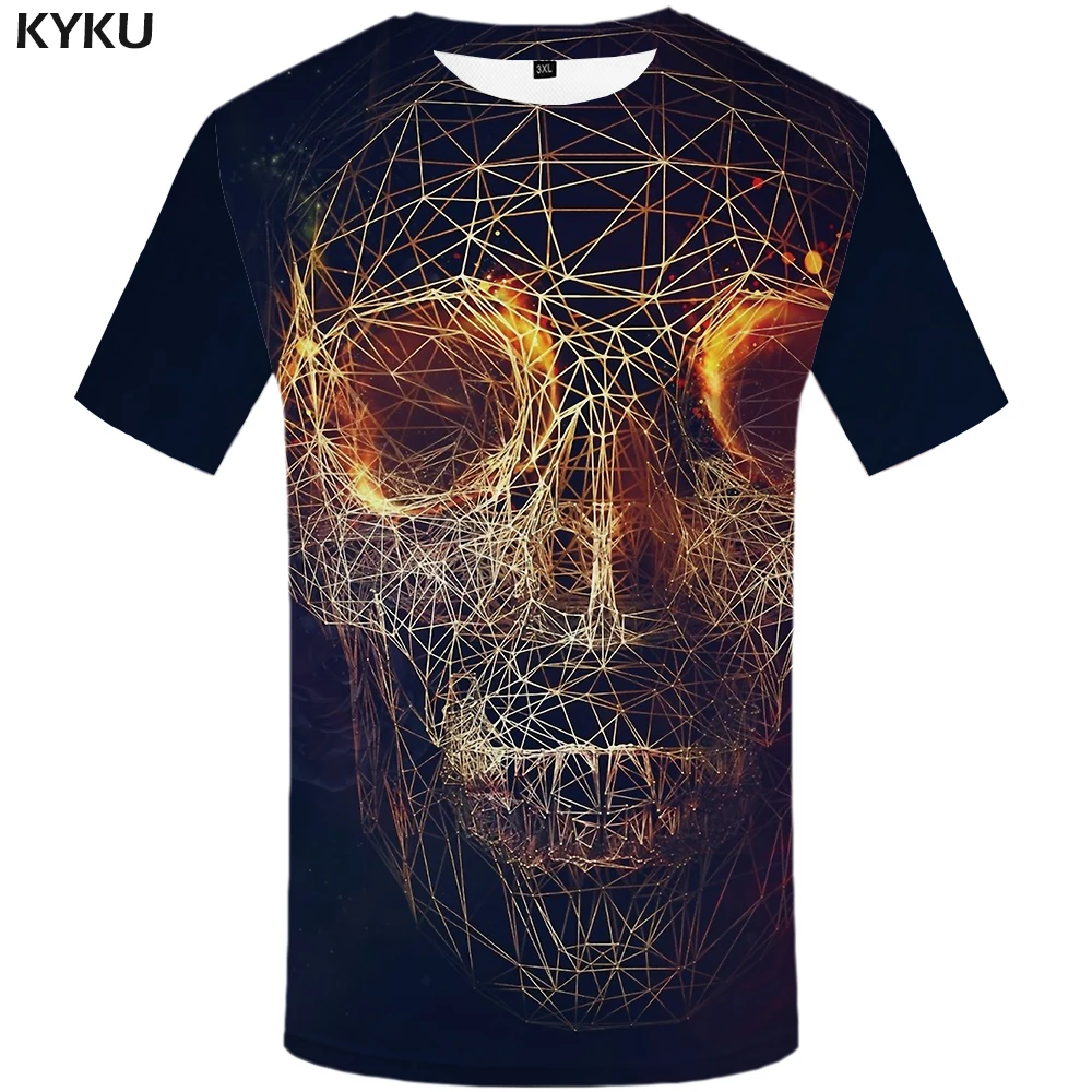 

Funny T shirts Skull T-shirt Men Galaxy Space Shirt Print Geometric Anime Clothes Flame Tshirt Printed Gothic Tshirts Casual