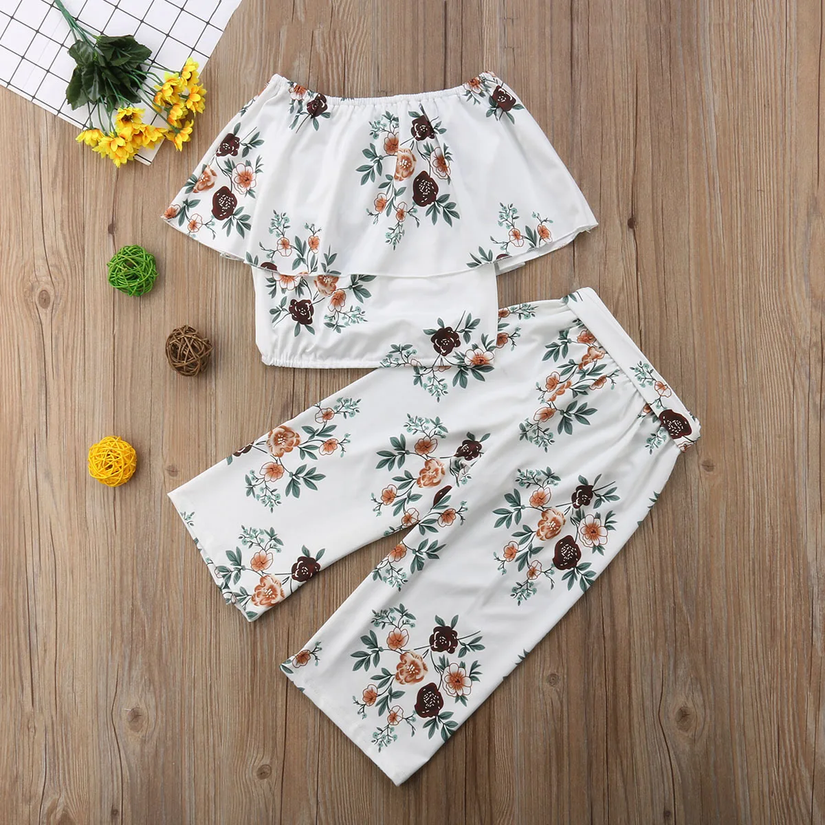 

Toddler Baby Kid Girl Floral Outfits Little Girls Fashion 2Pcs Clothing Set 1-5T Summer Clothes