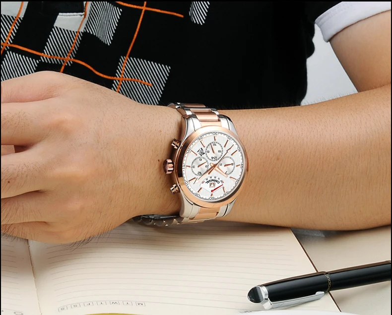 Карнавал Роскошные спортивные часы Профессиональный Дайвинг автоматические часы со швейцарским механизмом энергетический дисплей календарь светящиеся часы для мужчин