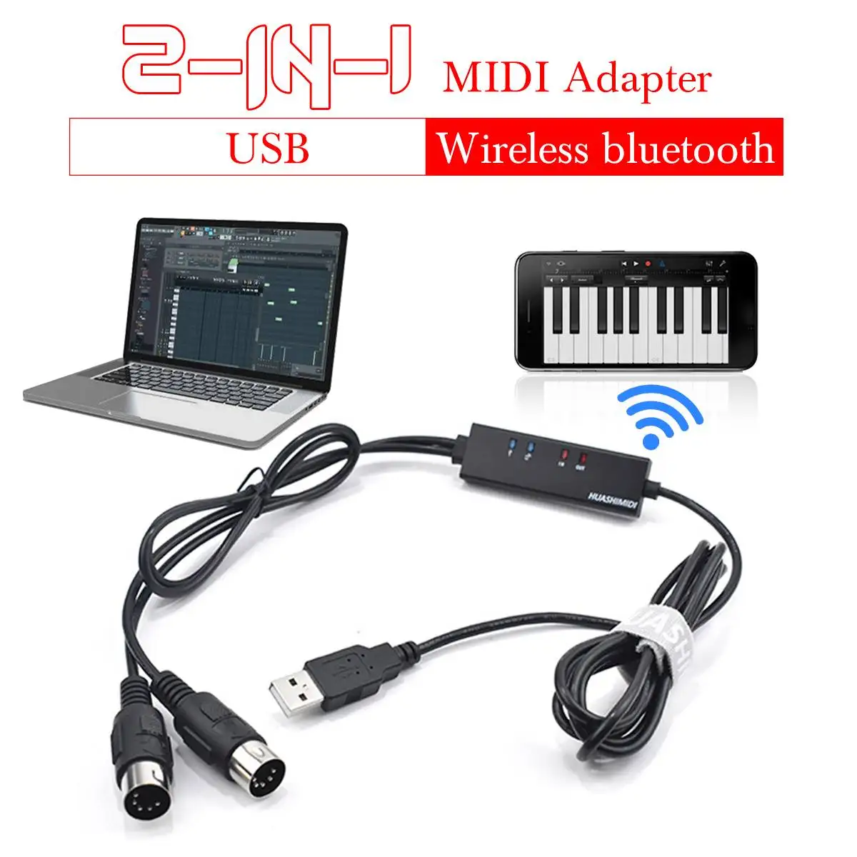 MIDI к USB Кабель-адаптер проводной к bluetooth беспроводной Кабель-адаптер конвертер для ПК к музыкальной клавиатуре адаптер Шнур