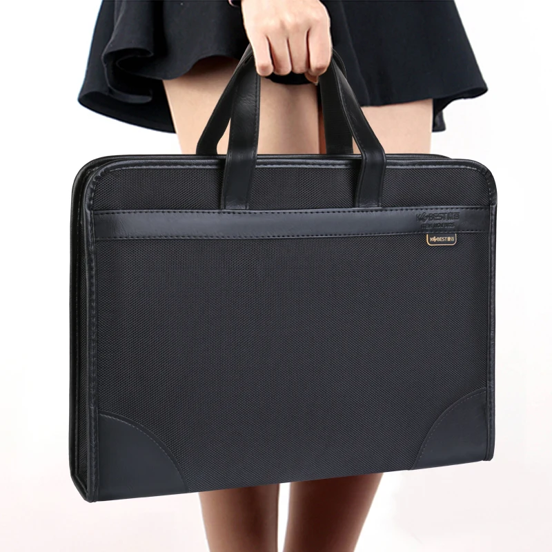 Document bag canvas office men's tote bag business multi-layer Oxford briefcase female simple information package