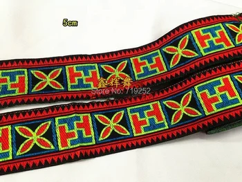 

5colors 5cm 50mm 2' costume curtain laciness lace national jacquard ribbon embroidery woven webbing squares blocks zigzag border