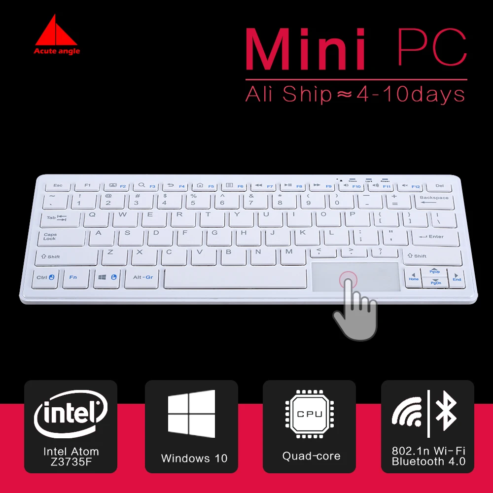 New Minipc Quad Core Mini PC Windows 10 Computer Keyboard Mouse 1 33GHz Intel atom Z8300