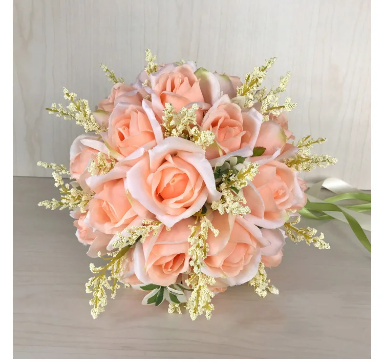 white pink silk flowers bridesmaids bridal Wedding Bouquets rose flowers (14)