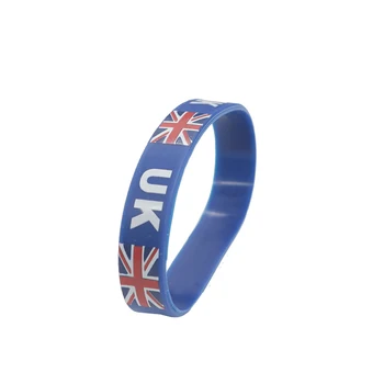 

100pcs UK United Kingdom of Great Britain and Northern Ireland flag silicone wristband bracelet free shipping