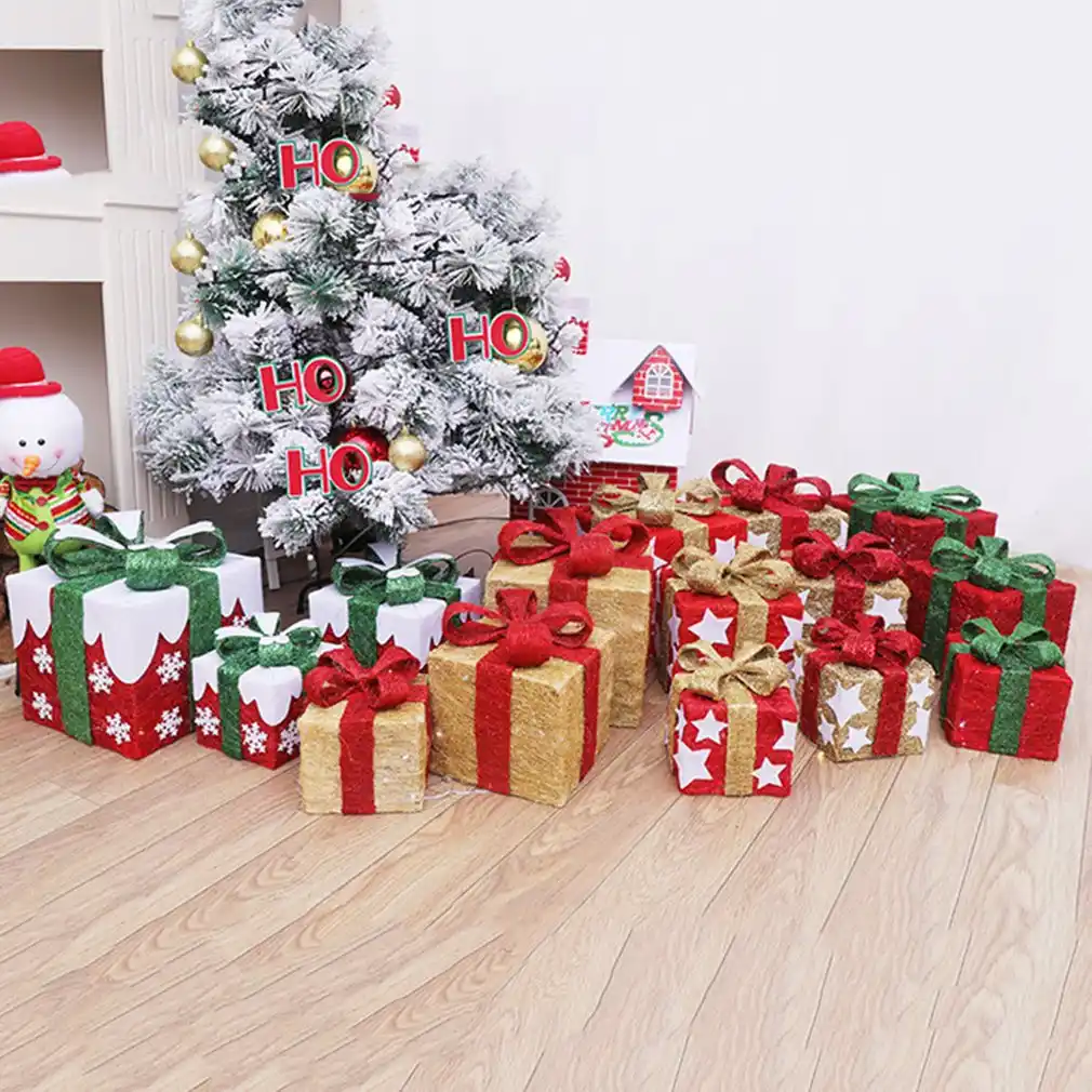 Lighted christmas gift boxes 3pcs/set Watch Christmas Gifts Box LED Decoration Gift Box Light Up LED