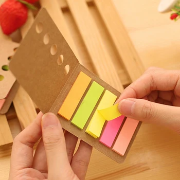 

3Pcs Kawaii Kraft Memo Pad Notepad Cute Rainbow Multicolored Sticky Notes Creative Page Flag List School Office Post Stationery