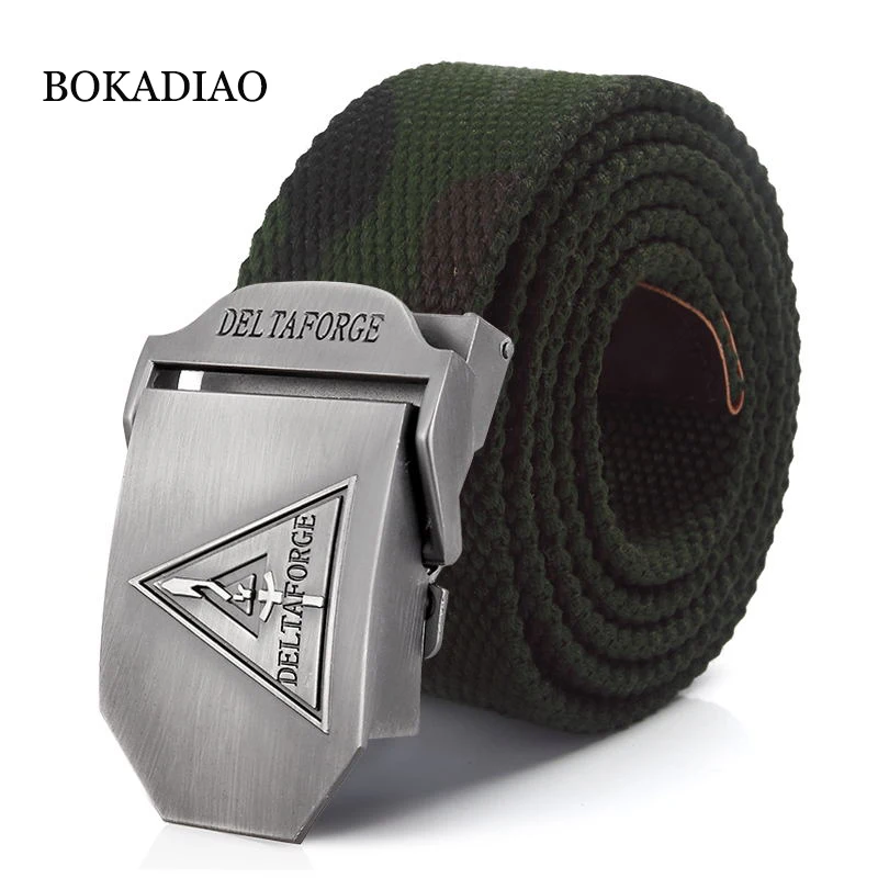 

BOKADIAO Men&Women Military Canvas Belt Luxury Delta Force Metal Buckle Jeans Belt Army Tactical Belts Men Waistband Strap Male