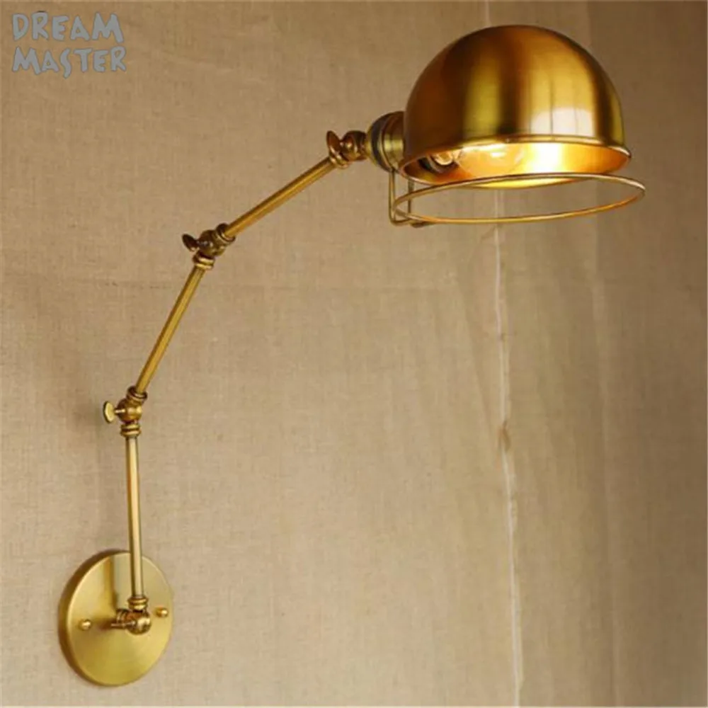 Free shipping Retro Edison Industrial Gold Vintage Wall Lamps light With Long Arm Wall Sconce