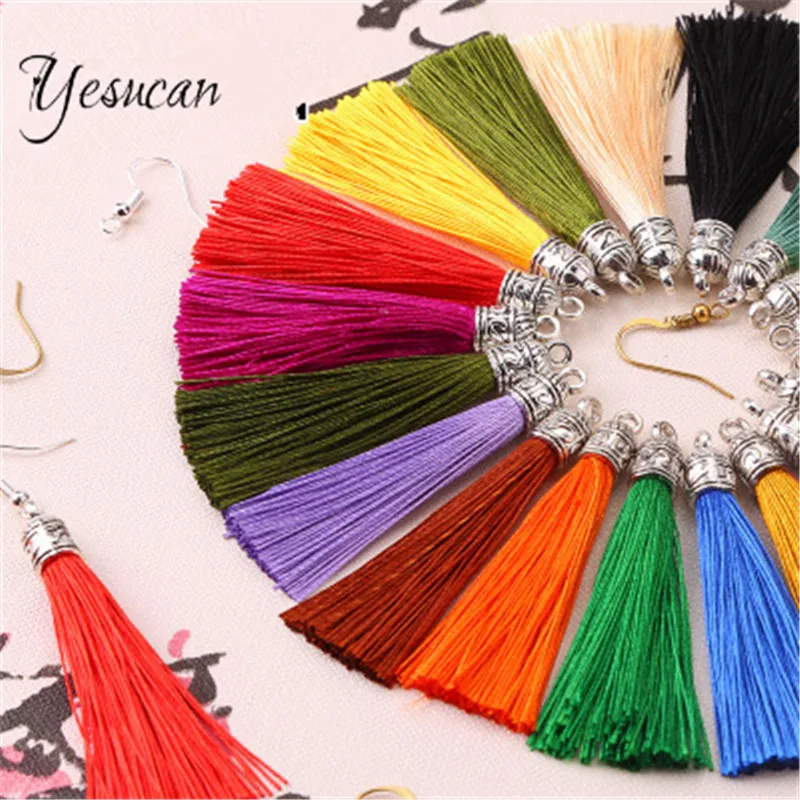 

Yesucan 10PCS Tassel Cords Silk Tassels Earrings Charms Colorful Cotton Silk Tassel Brush for Earring Charm Making Tassels DIY