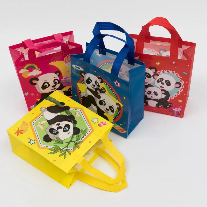 

New Fashion Panda Pattern Non-woven Color Film Three-Dimensional Bag Ladies Environmentally Strong Tote Bag