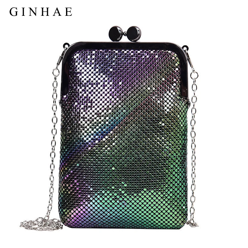 

2019 New Arrival Multi Color Women Flap Bag Fashion Sequins Women Messenger Bag Chain Shoulder Bags Mini Phone Clutch Purse Sac
