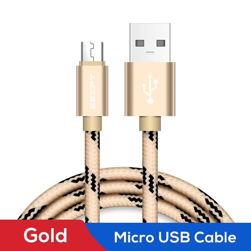 EECPT Micro USB кабель Быстрая зарядка Microusb кабель зарядного устройства для samsung S7 S6 Xiaomi Redmi 4 Note 5 Android мобильный телефон провод шнур - Цвет: Gold