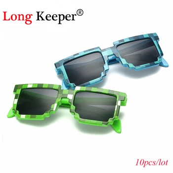 

Long Keeper Fashion Kids Sunglasses Square Children Pixel Sunglasses Mosaic Boys Girls Sun Glasses 10pcs/Set LKP-KID1