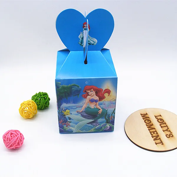

Free Shipping 12 X Ariel Princess Candy Box Girl's Birthday Gift Box Baby Shower Party Deco Unicorn Mermaid Gift Box