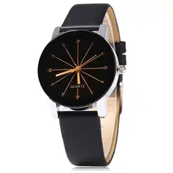 Модные тонкие аналоговые кварцевые часы с кожаным ремешком повседневные модные наручные часы Пары часы простые и элегантные