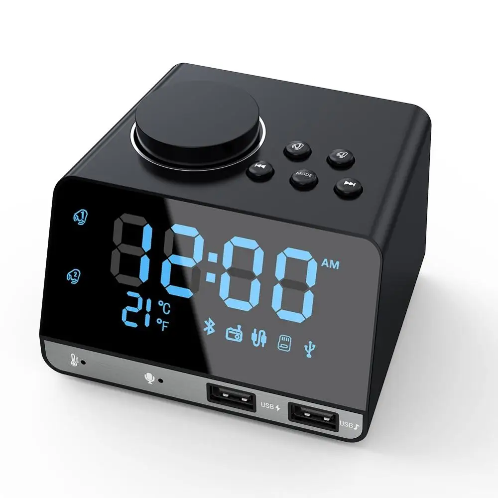4,2 дюймов Радио Bluetooth динамик с часами двойной usb зарядный порт AUX Карта игровой термометр комплект радио - Цвет: black(EUR)